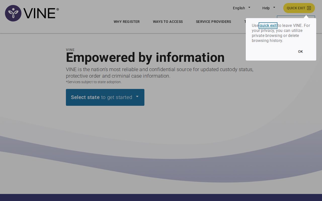 VINELink custody search interface used for Tulare County alerts